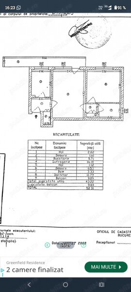 Piata Progresu, vand apartament 2 camere cf. 1,